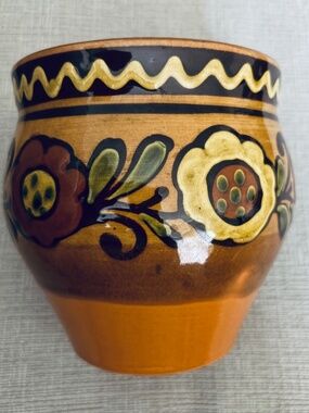 Vtg Hand-Painted Authentic Ukrainian Floral Ceramic Glechik
